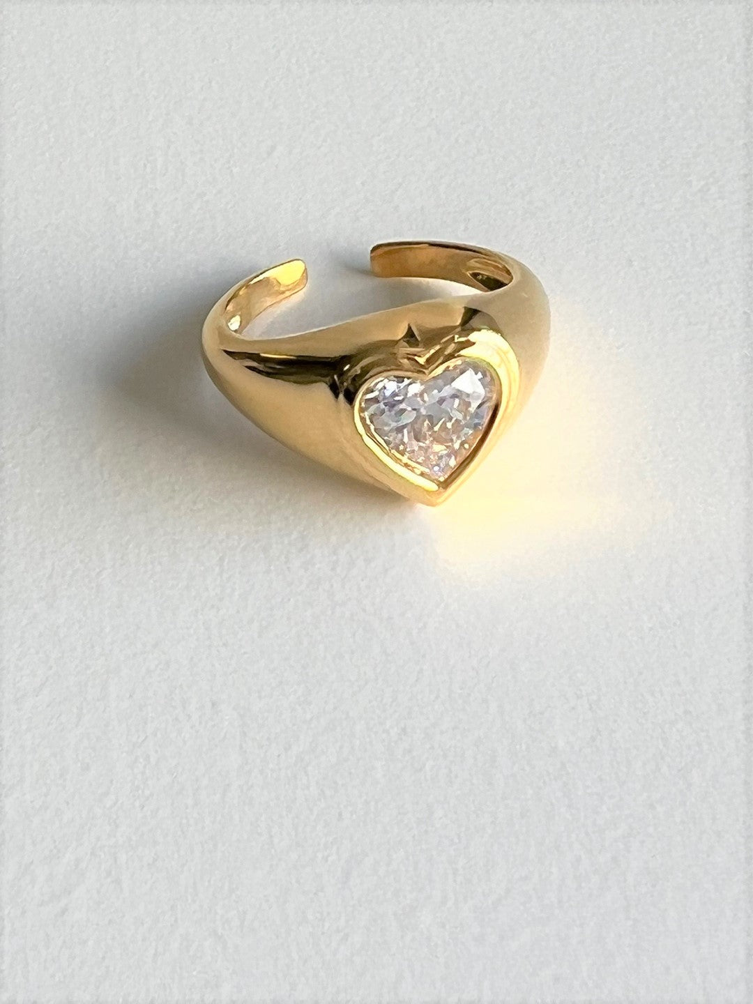 Zakynthos Big Heart Cubic Zirconia Silver Ring