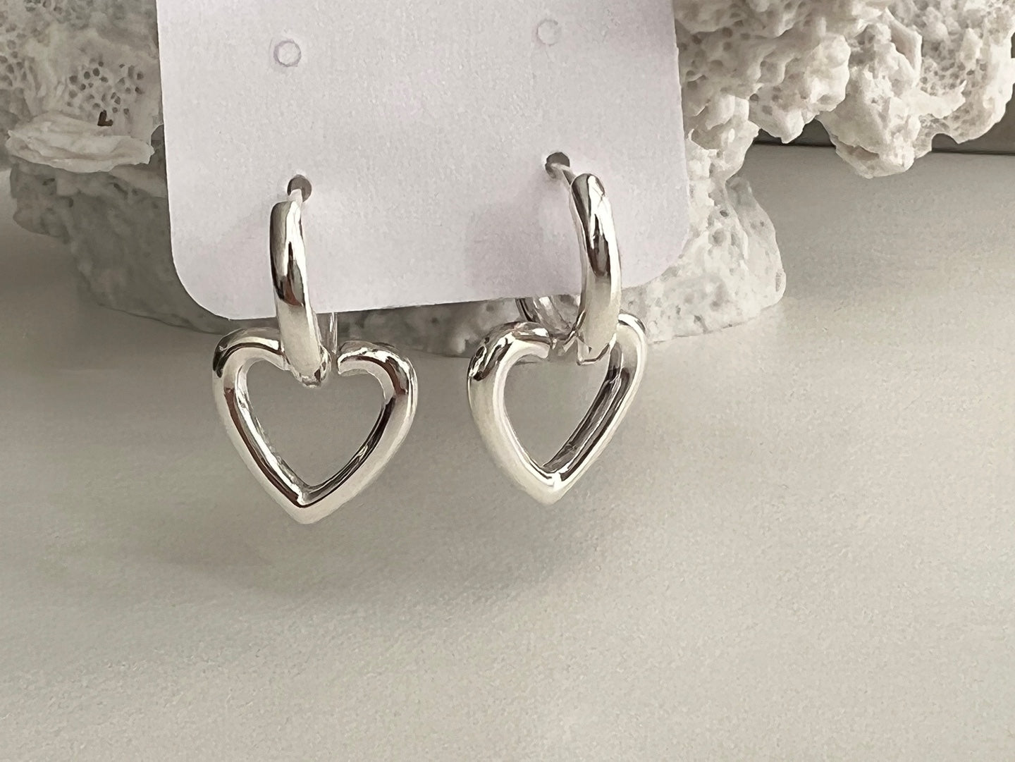 Icaria Simple Heart Silver Earrings