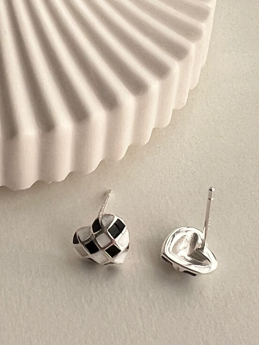 B&W Chess Board Modern Chic Studs