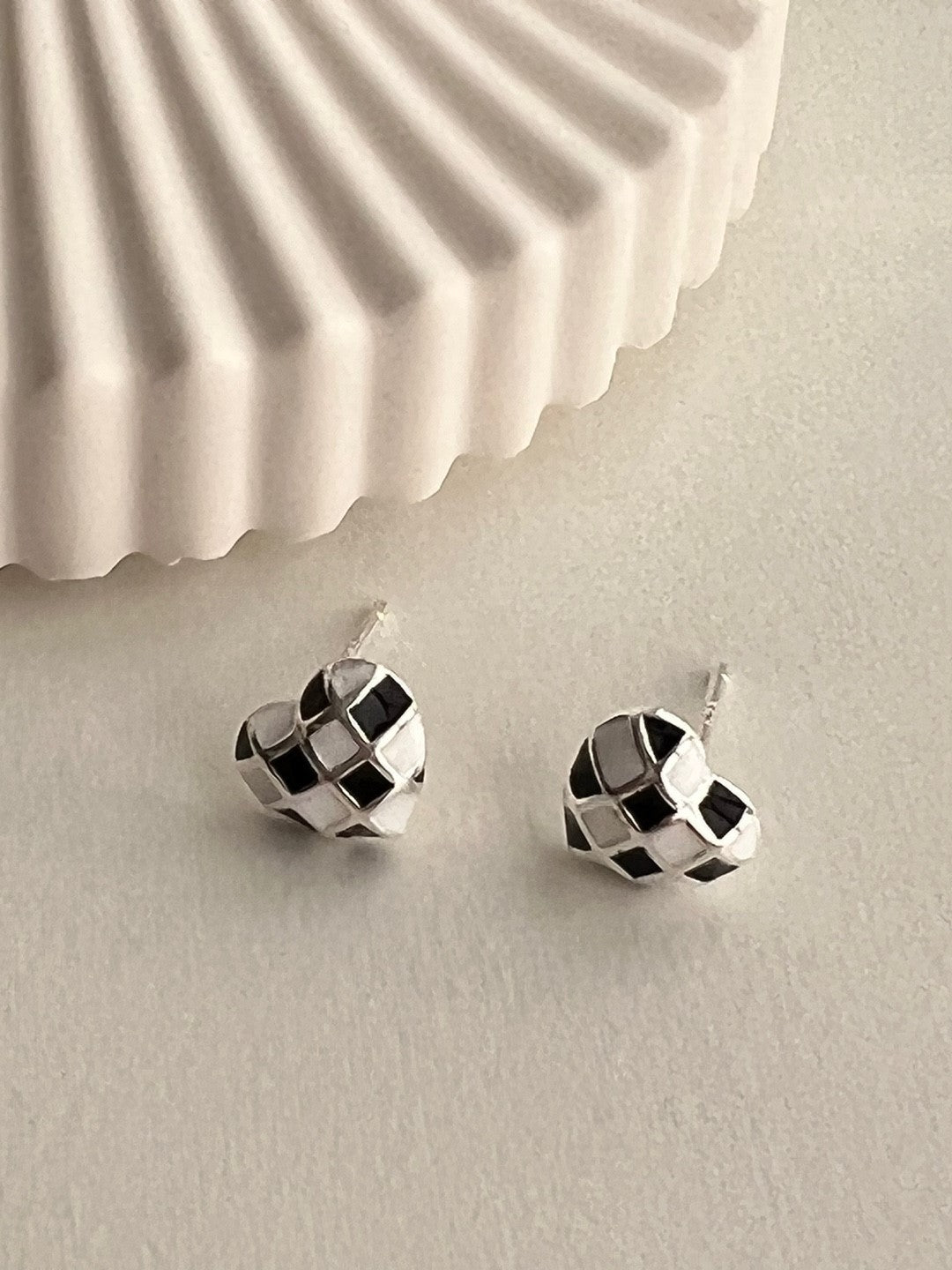 B&W Chess Board Modern Chic Studs