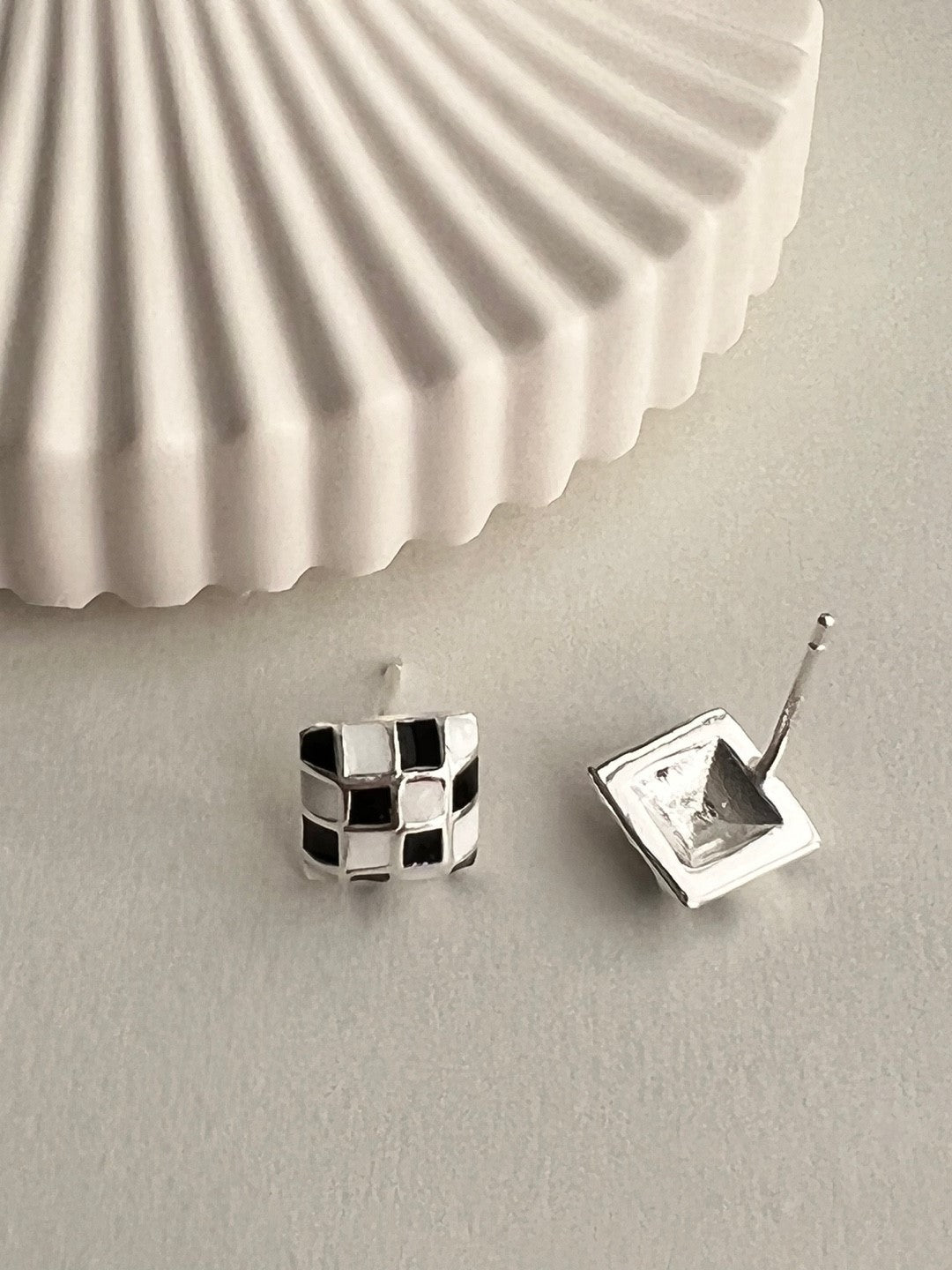 B&W Chess Board Modern Chic Studs