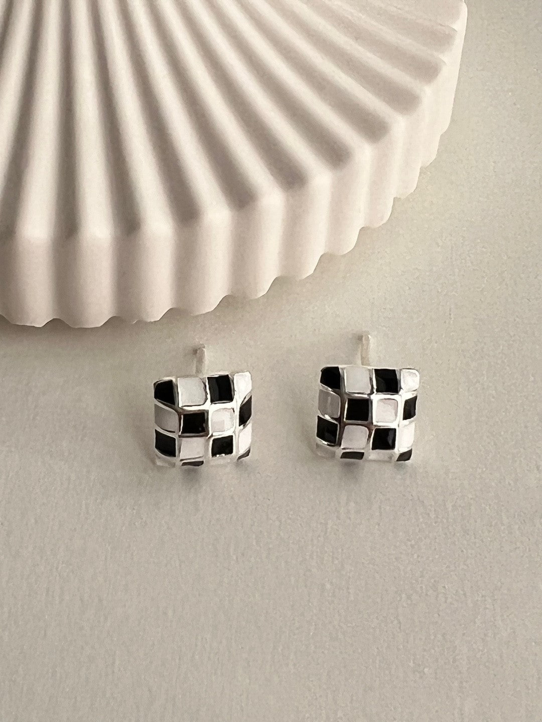 B&W Chess Board Modern Chic Studs