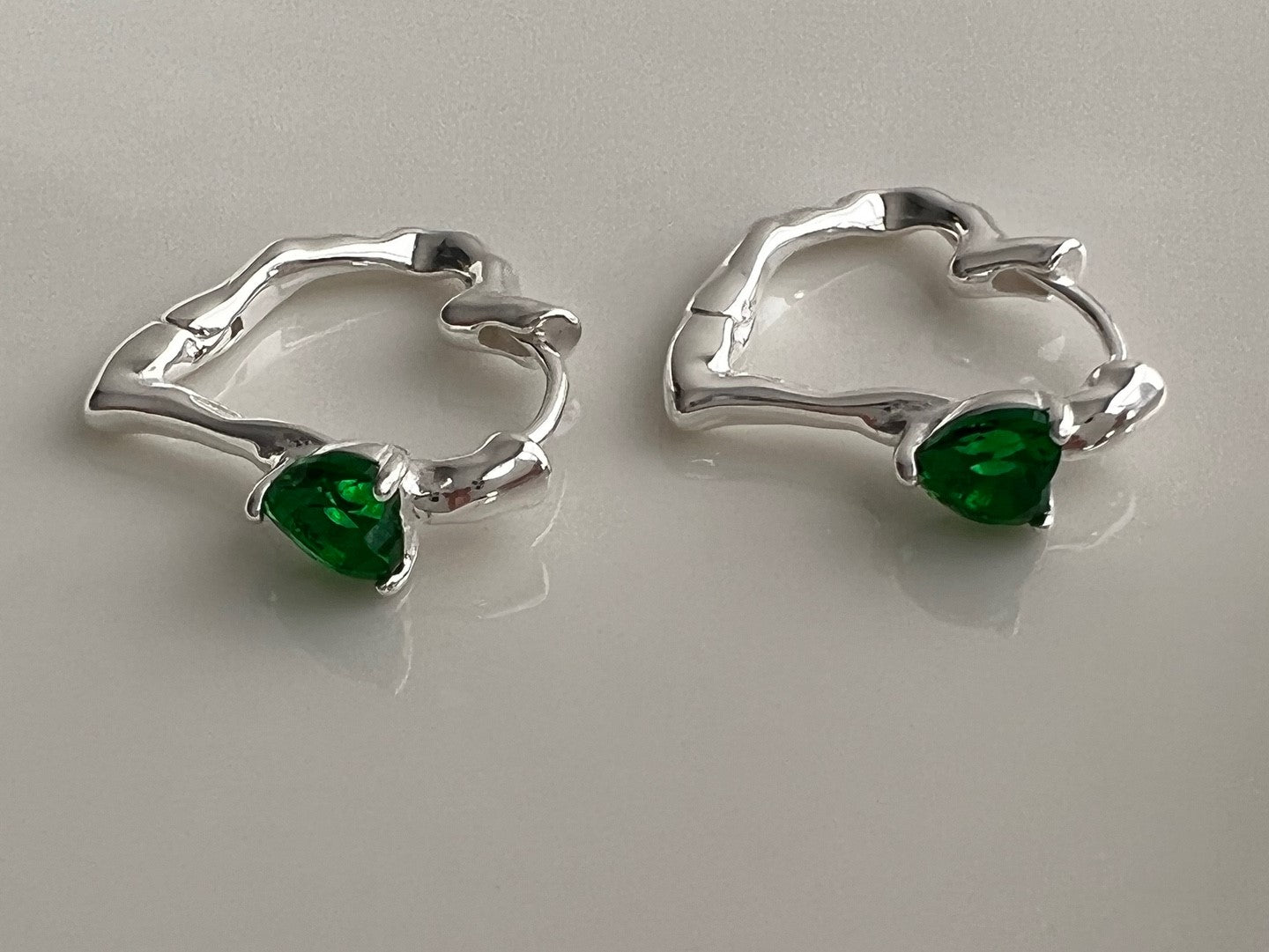 Chios Heart Cubic Zirconia Silver Earrings