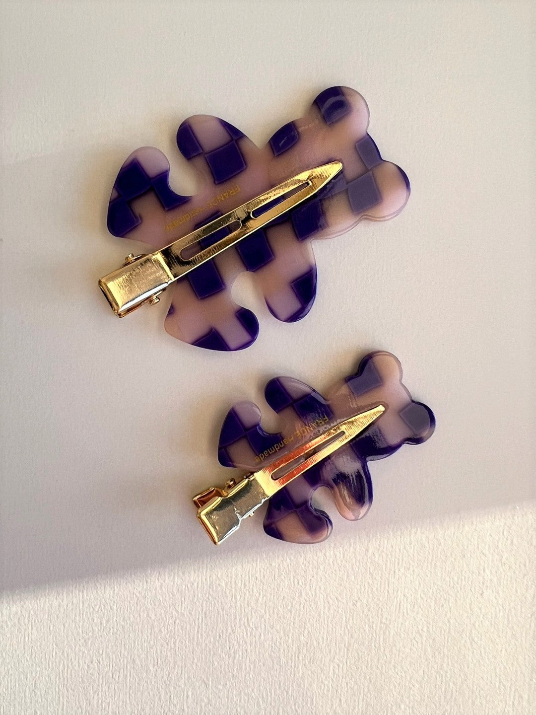 Purple Chess Board Bear Hair Clip Set - LIMITED EDITION