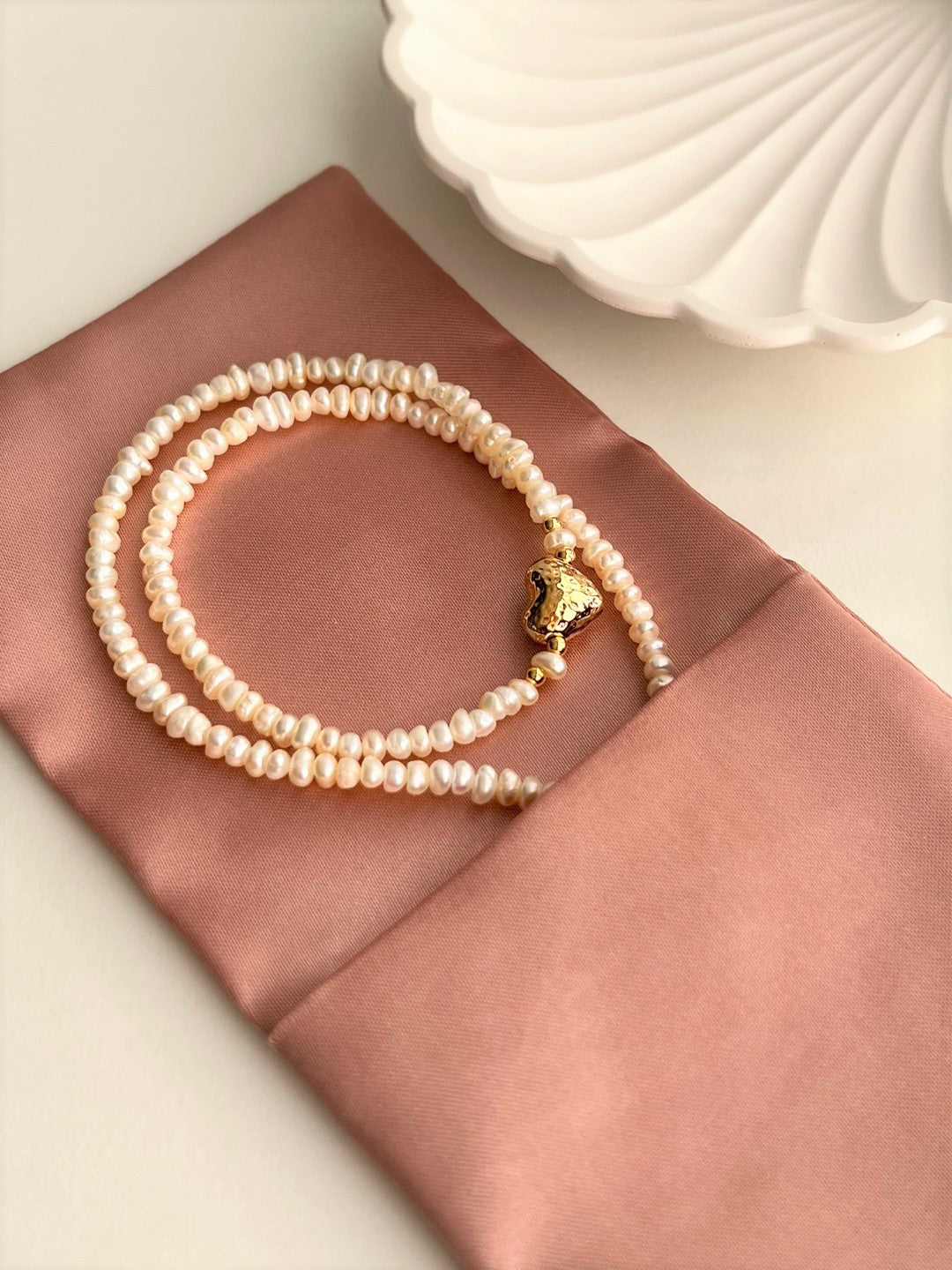 Moira Golden Heart Pearl Necklace