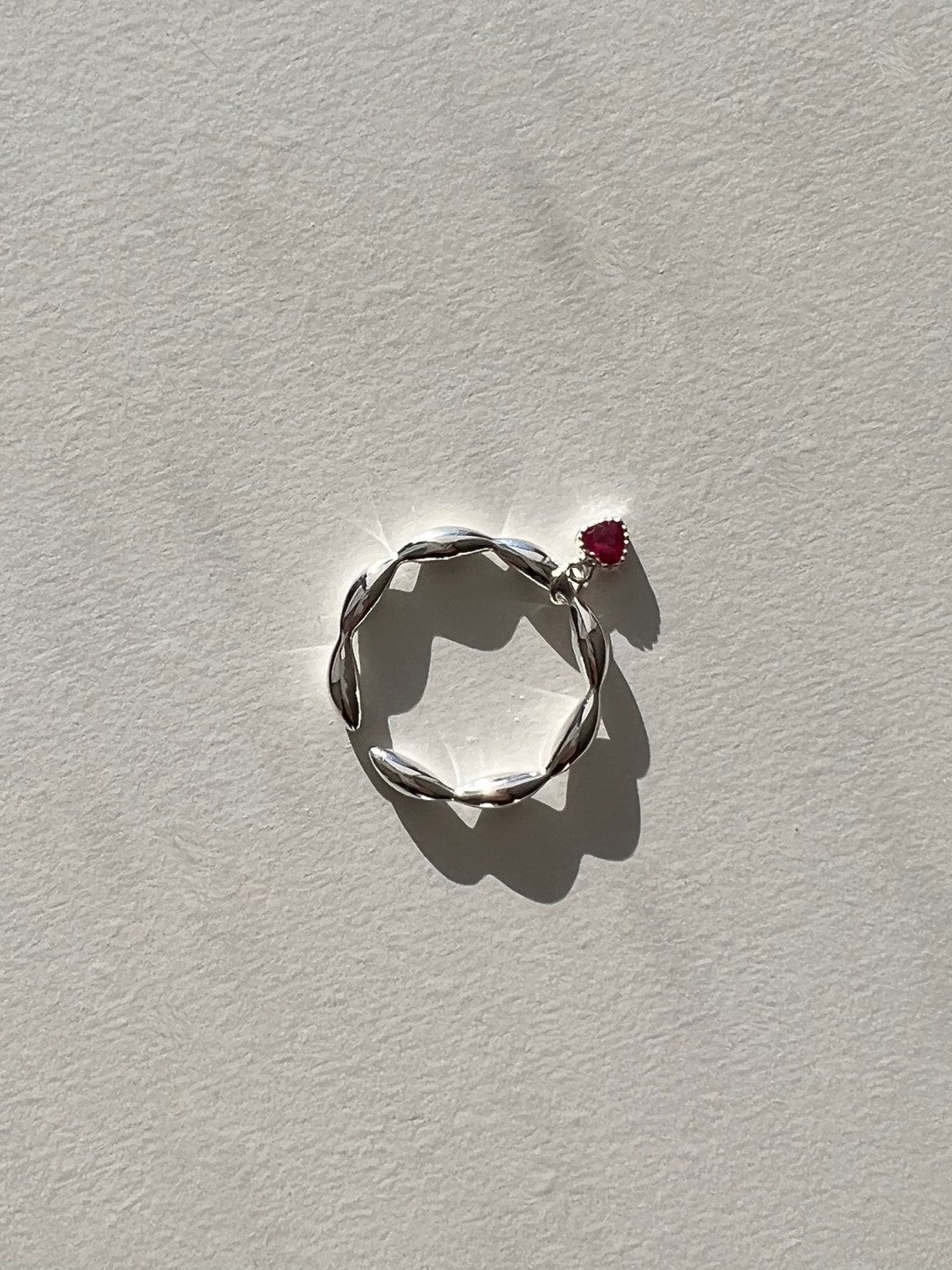 Petalas Pink Heart Drop Silver Ring