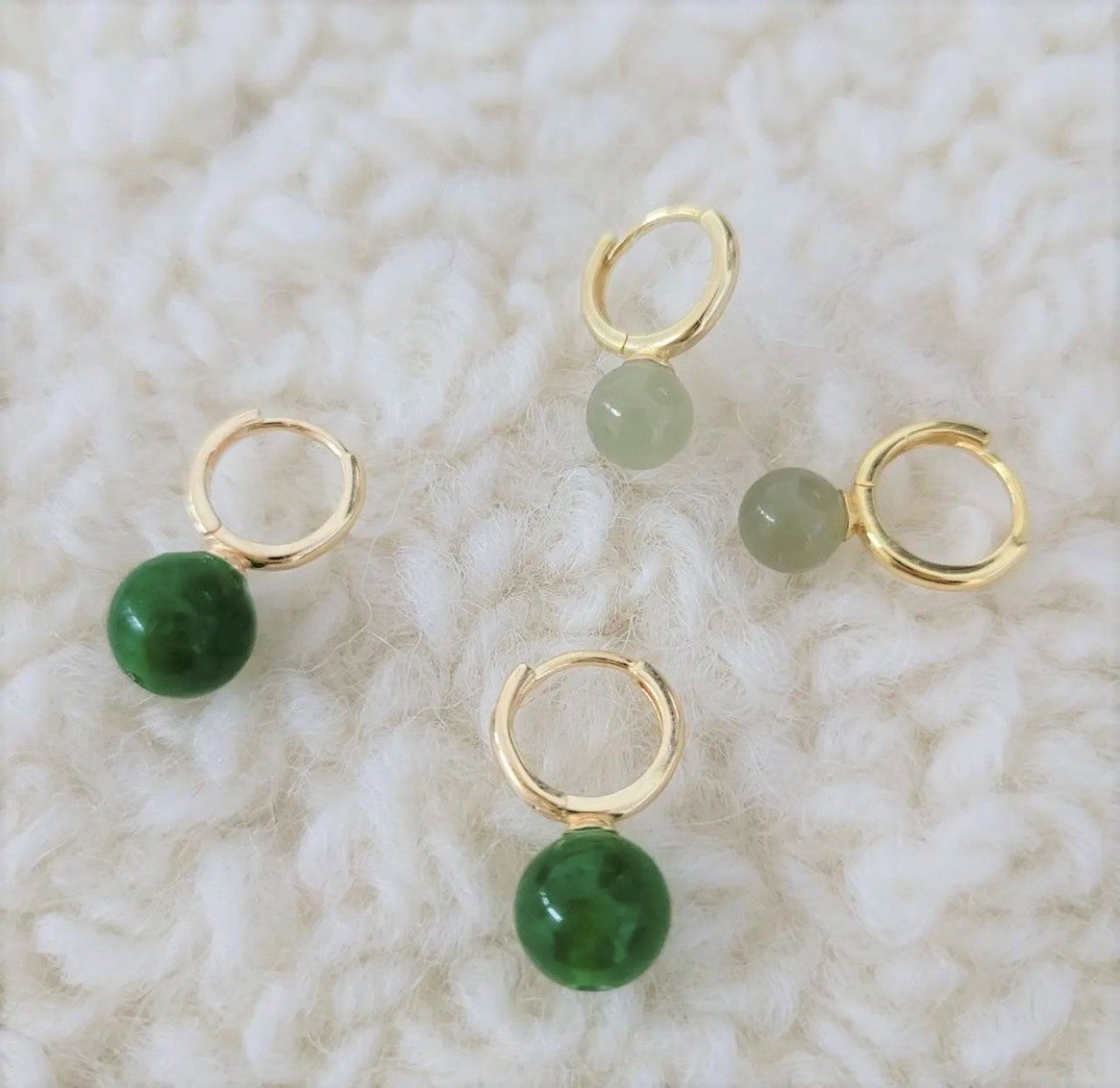 Sirna Green Agate Ball Earrings