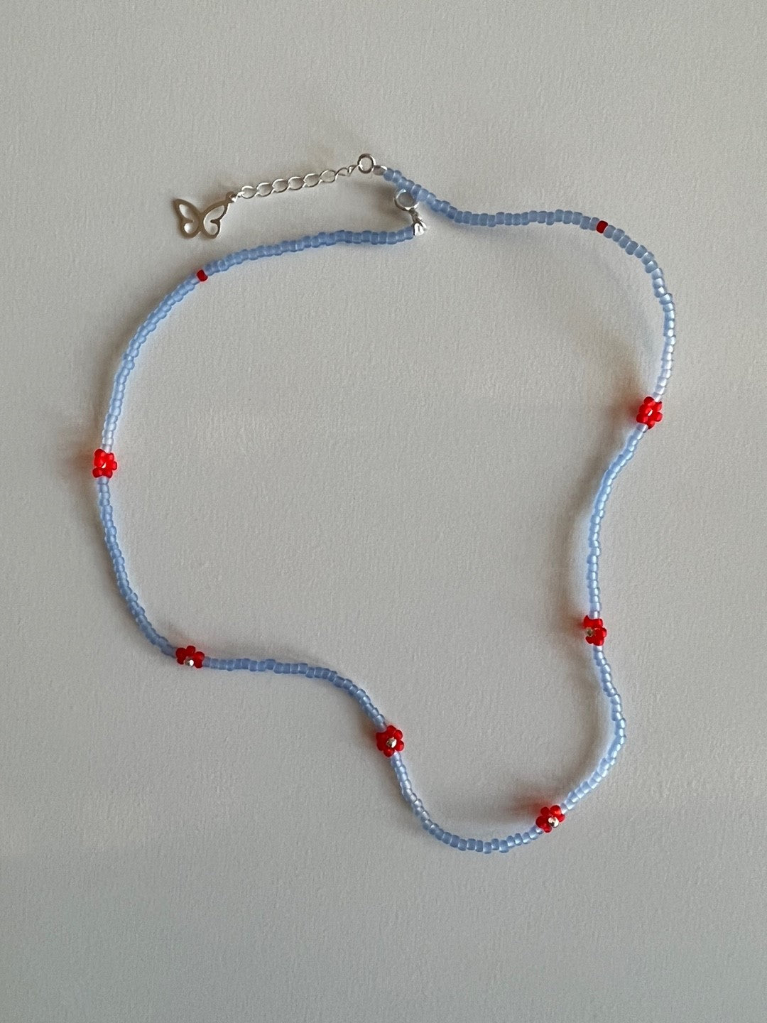 Summer Red Flower Bead Choker