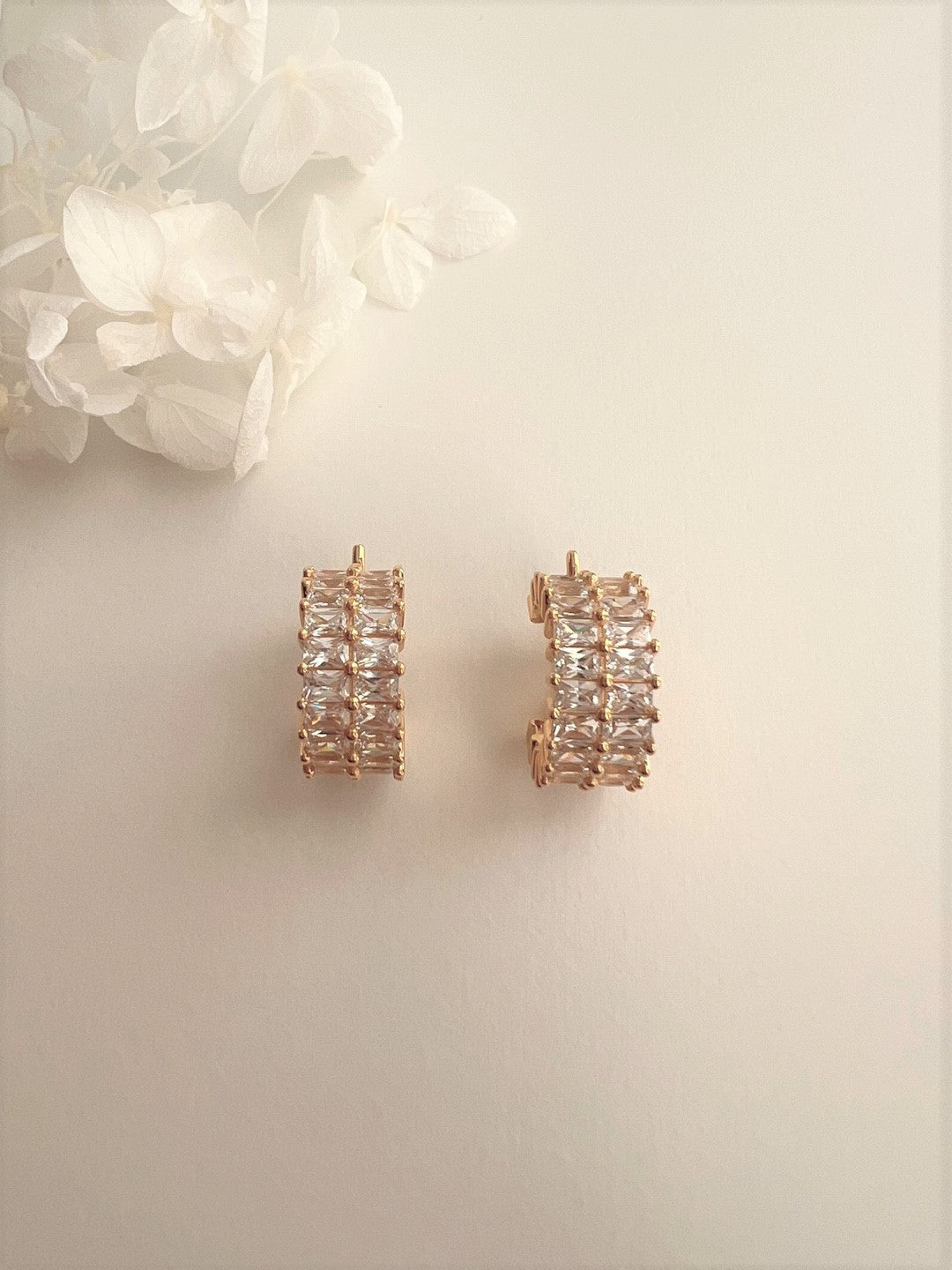 Kos Sparkling Cubic Zirconia Gold Hoop Earrings