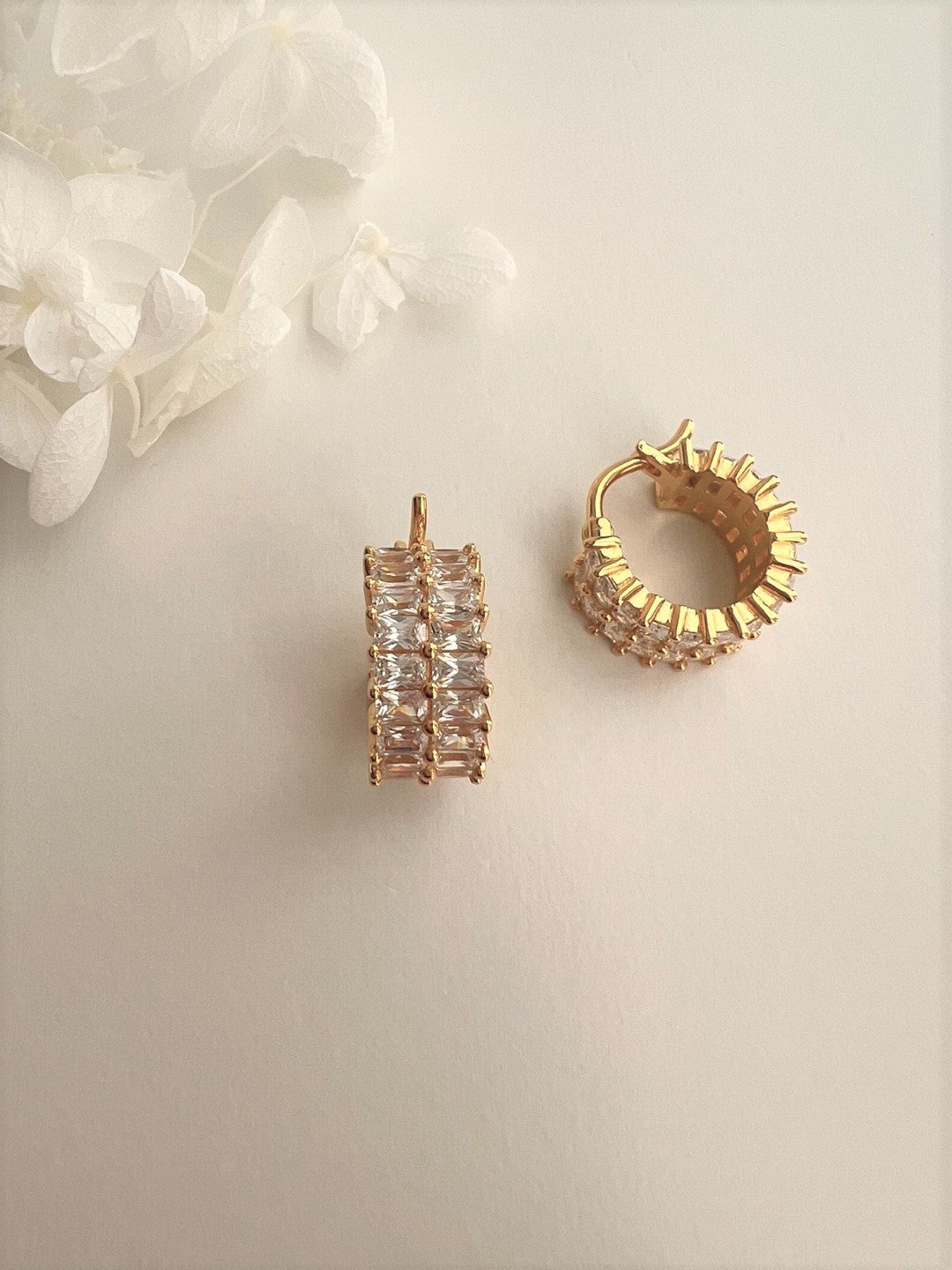 Kos Sparkling Cubic Zirconia Gold Hoop Earrings