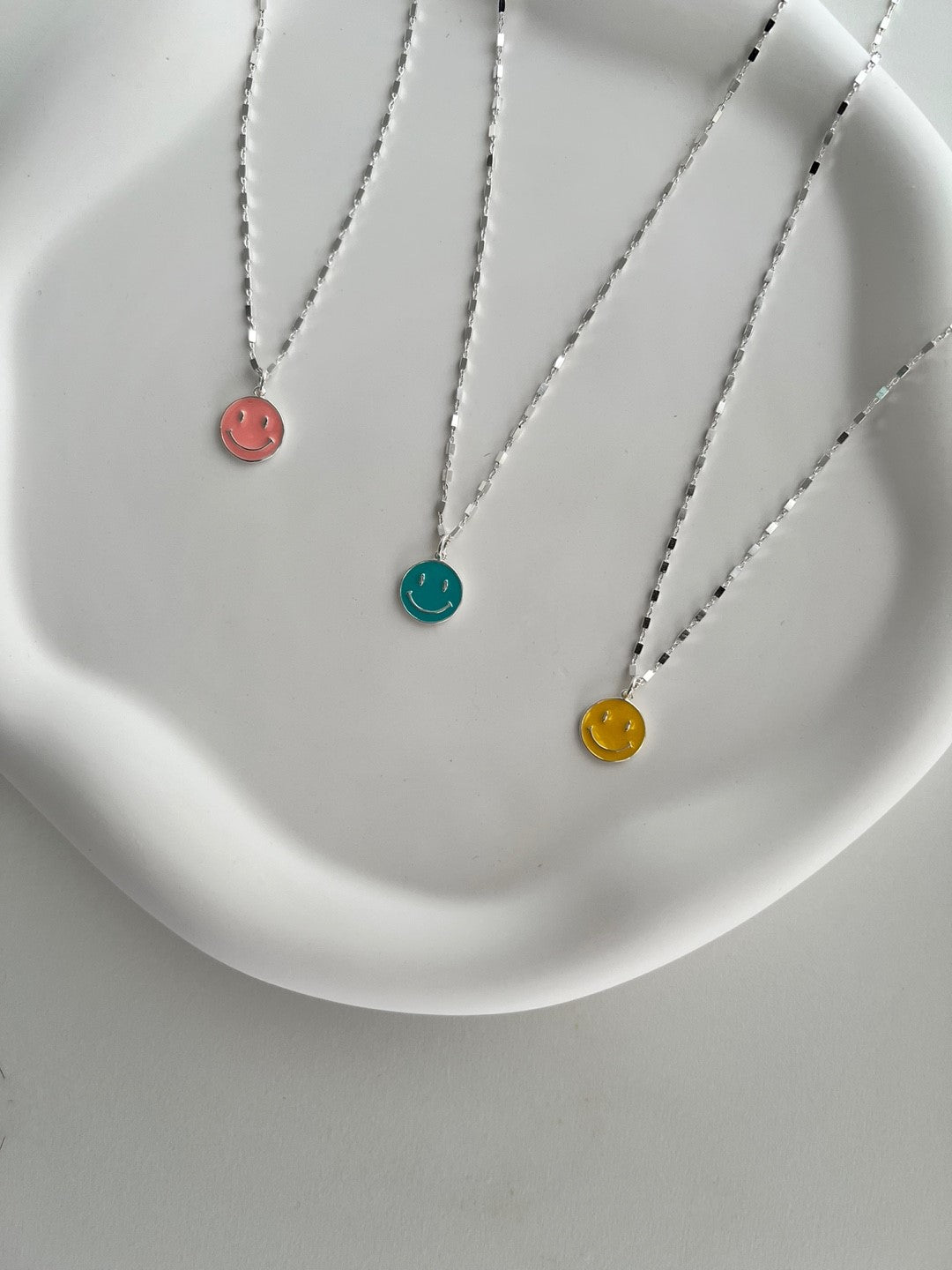 Summer Smiley Face Silver Necklace