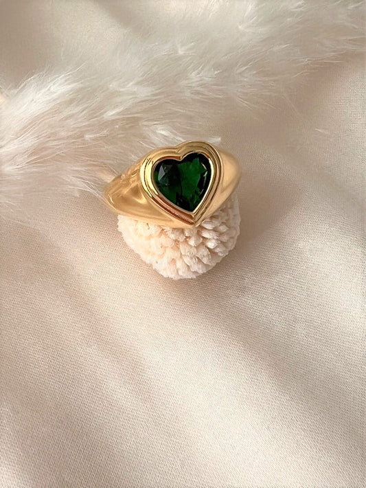 Zakynthos Big Heart Cubic Zirconia Silver Ring