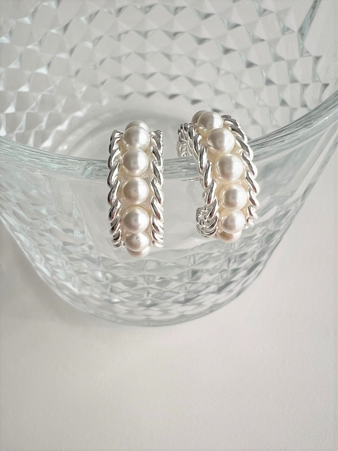 Naxos Pearl Hoop Silver Earrings