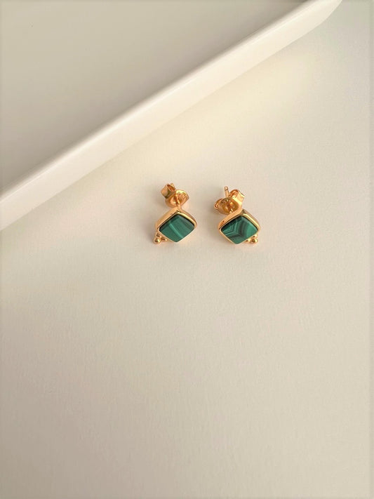 Meganissi Malachite Square Studs