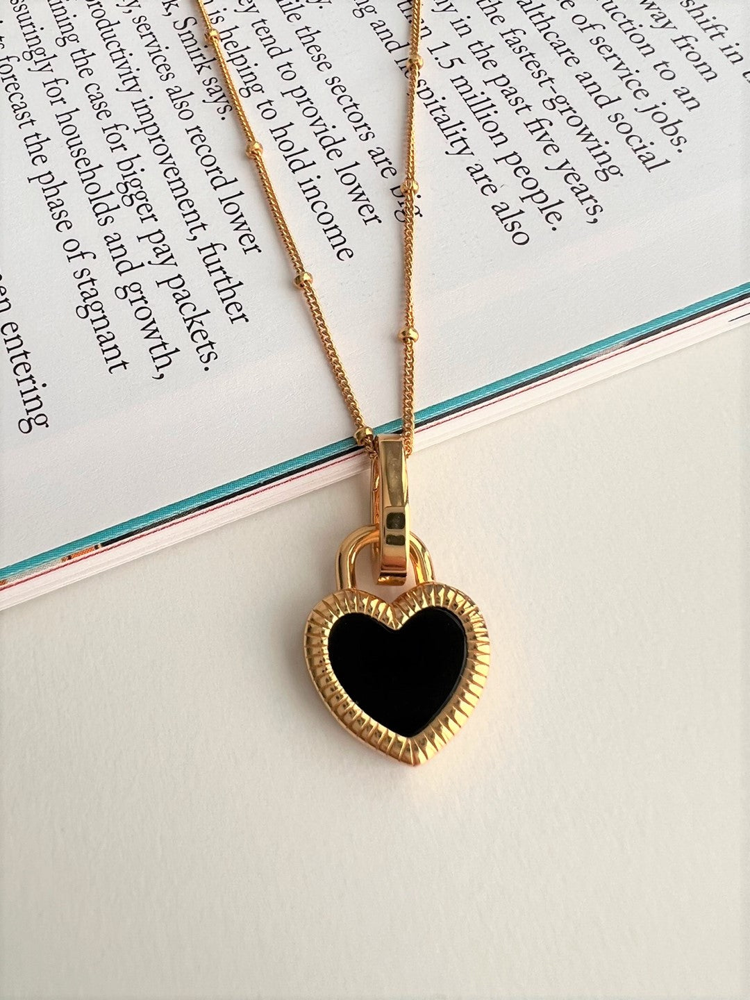 Lorelei Mother of Pearl B&W Heart Necklace