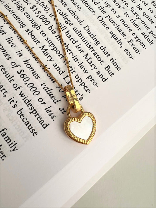 Lorelei Mother of Pearl B&W Heart Necklace