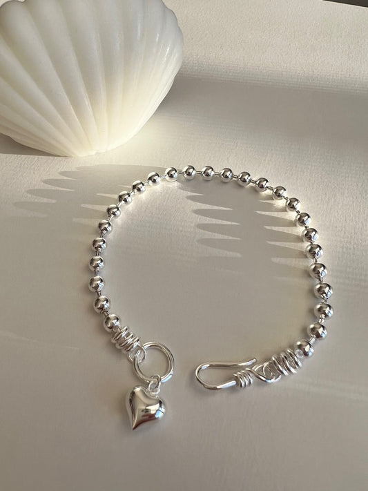 Ali Heart Drop Silver Bracelets
