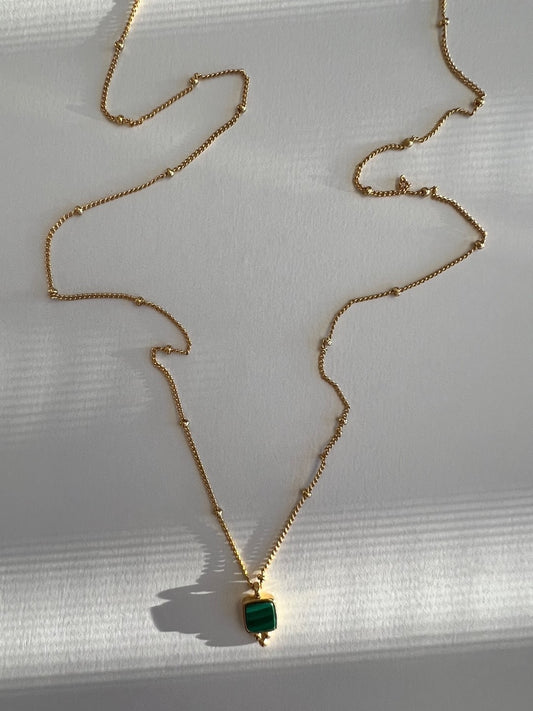 Meganissi Malachite Square Necklace