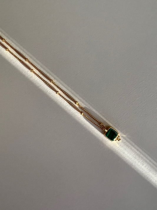 Meganissi Malachite Square Necklace