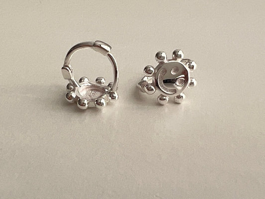 Evia Sunflower Smiley Face Silver Earrings