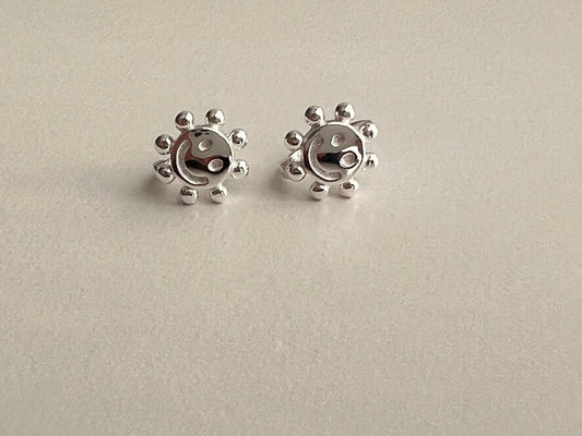 Evia Sunflower Smiley Face Silver Earrings