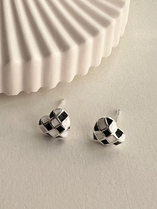 B&W Chess Board Modern Chic Studs