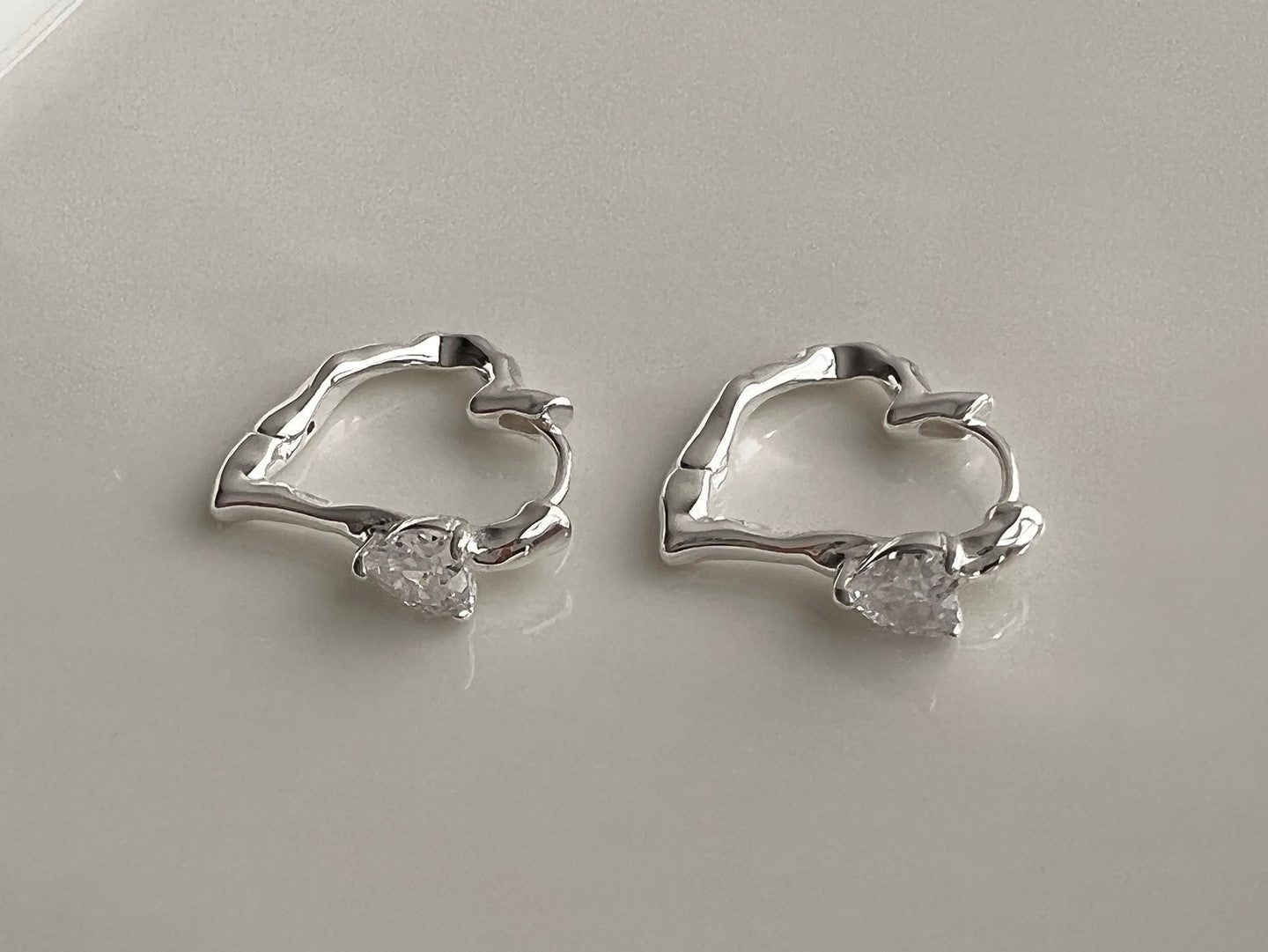 Chios Heart Cubic Zirconia Silver Earrings