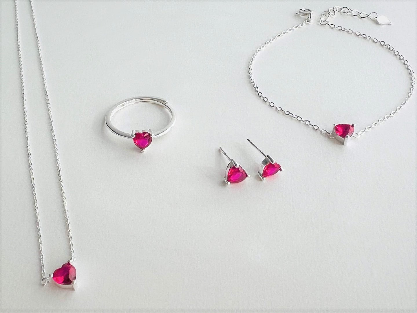 Thassos Cherry Pink Heart Jewellery Set