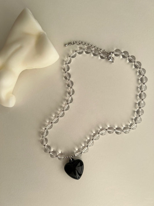Louella Black Heart Onyx Necklace