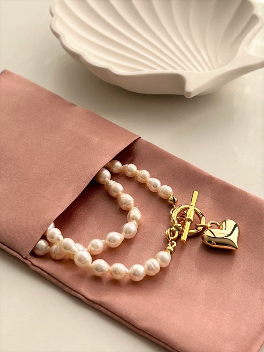 Meriah Heart Drop Pearl Necklace