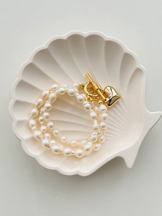 Meriah Heart Drop Pearl Necklace