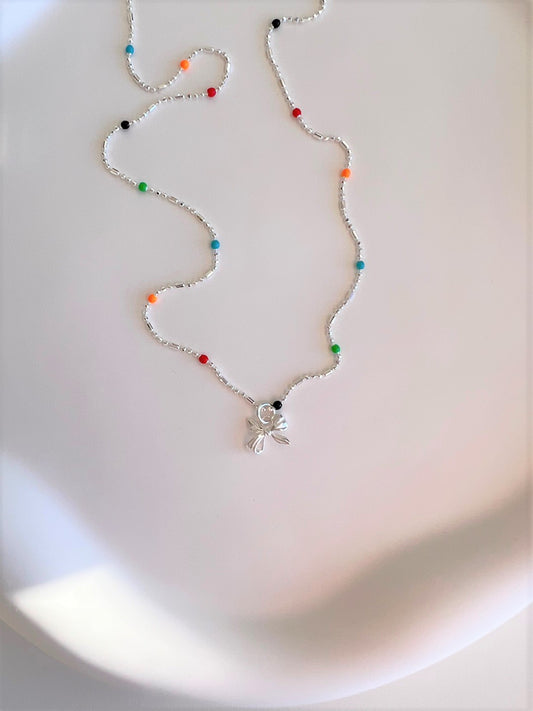 Ithaca Bow Rainbow Silver Necklace