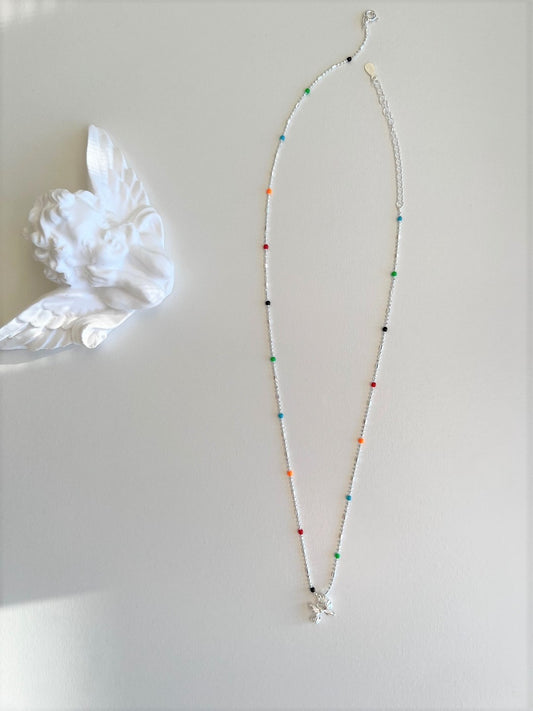 Ithaca Bow Rainbow Silver Necklace