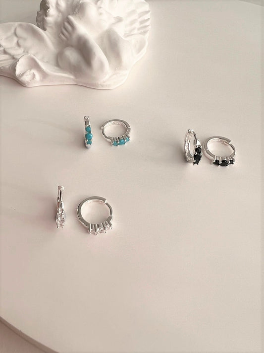Dia Small Hoop Silver Earrings