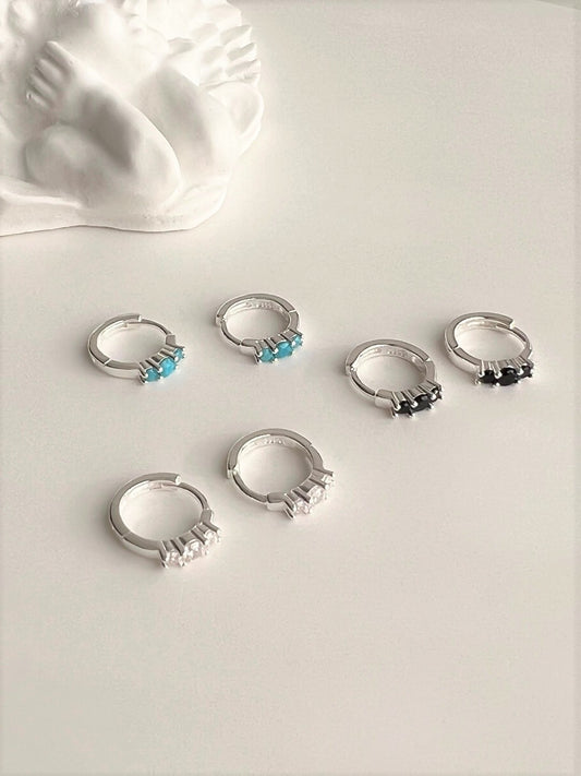 Dia Small Hoop Silver Earrings