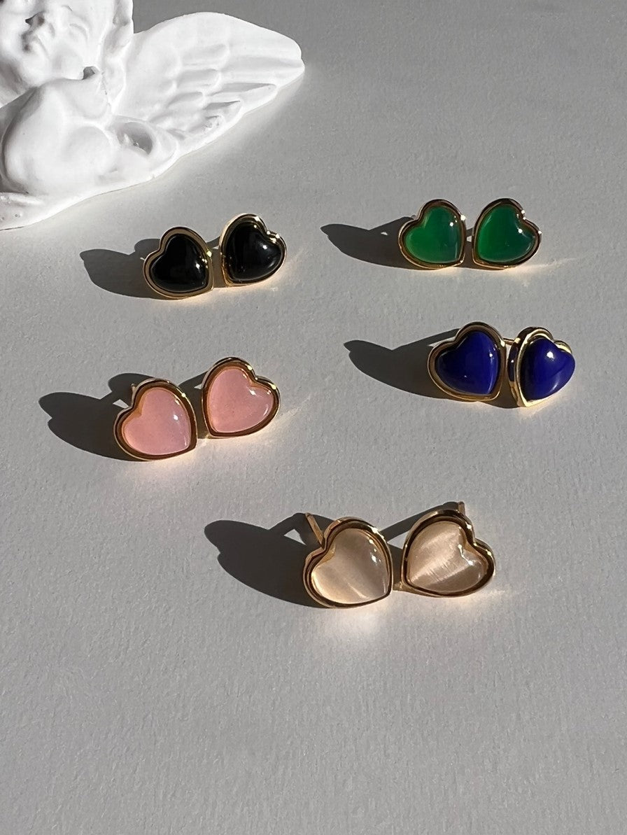 Mona Moonstone Heart Studs