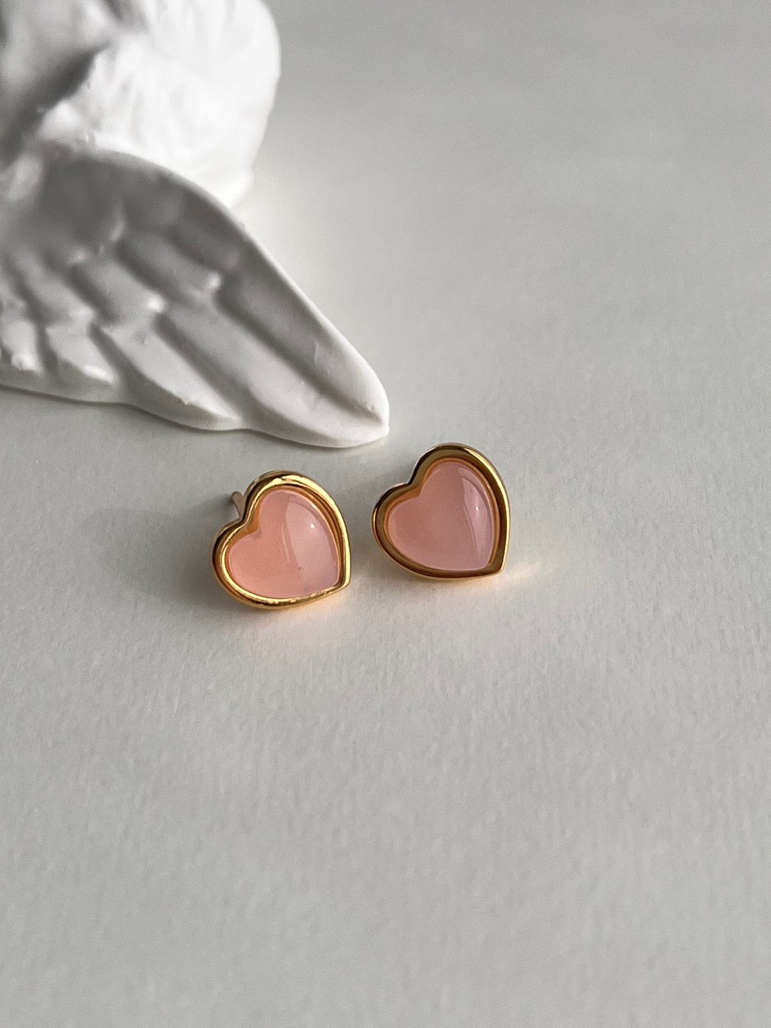 Mona Moonstone Heart Studs