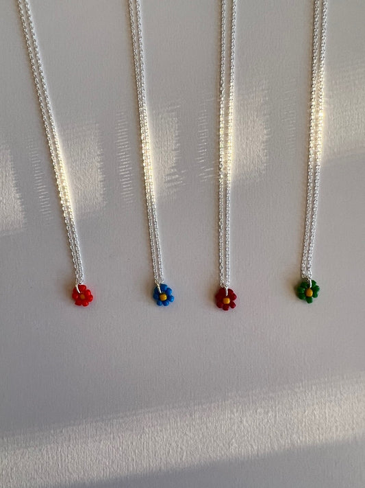 Summer Little Flower Bead Silver Necklace