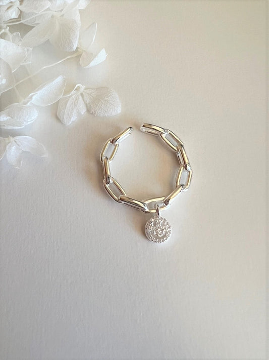 Petalas Sparkle Smiley Face Silver Ring