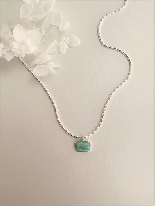 Mixed Mint Moonstone Silver Necklace
