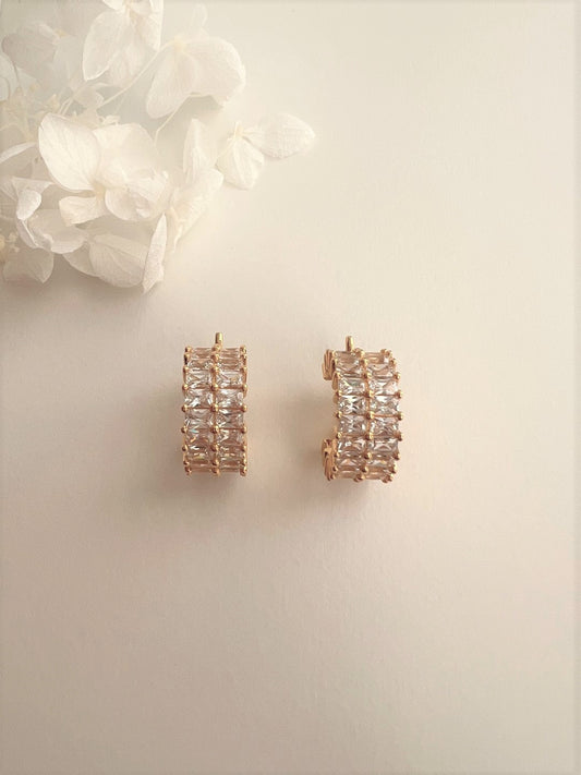 Kos Sparkling Cubic Zirconia Gold Hoop Earrings