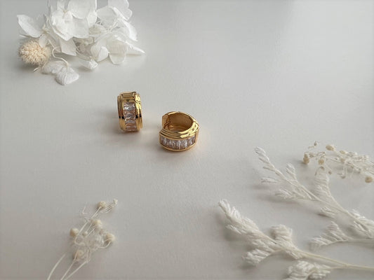 Kos Gold Sparkling Cubic Zirconia Earrings
