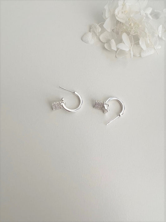 Kos Little Lock Sparkling Cubic Zirconia Earrings